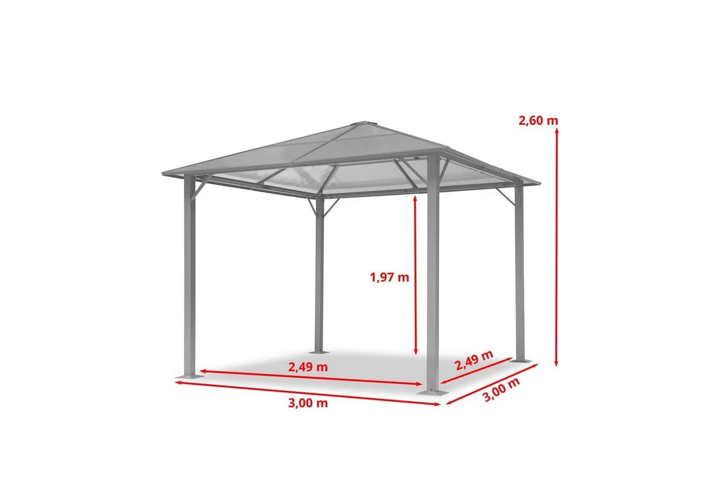 TOOLPORT Hardtop Gartenpavillon Moonlight Deluxe 3x3 m Creme mit Seitenteilen
