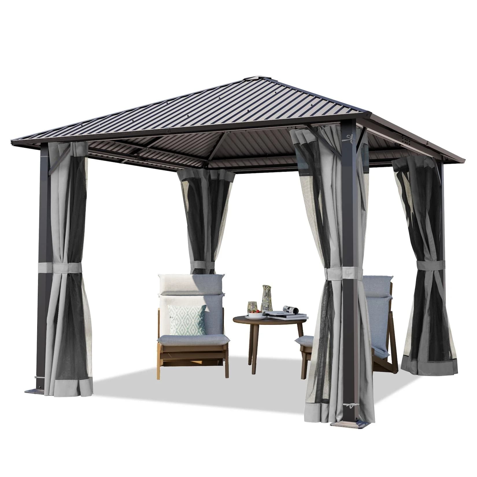 TOOLPORT Gartenpavillon Moonlight Superior 3x3.65m Dunkelgrau