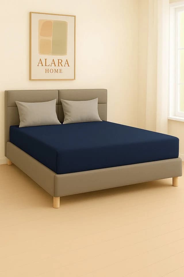 ALARA HOME Spannbettlaken 100% Baumwolle Jersey Navy