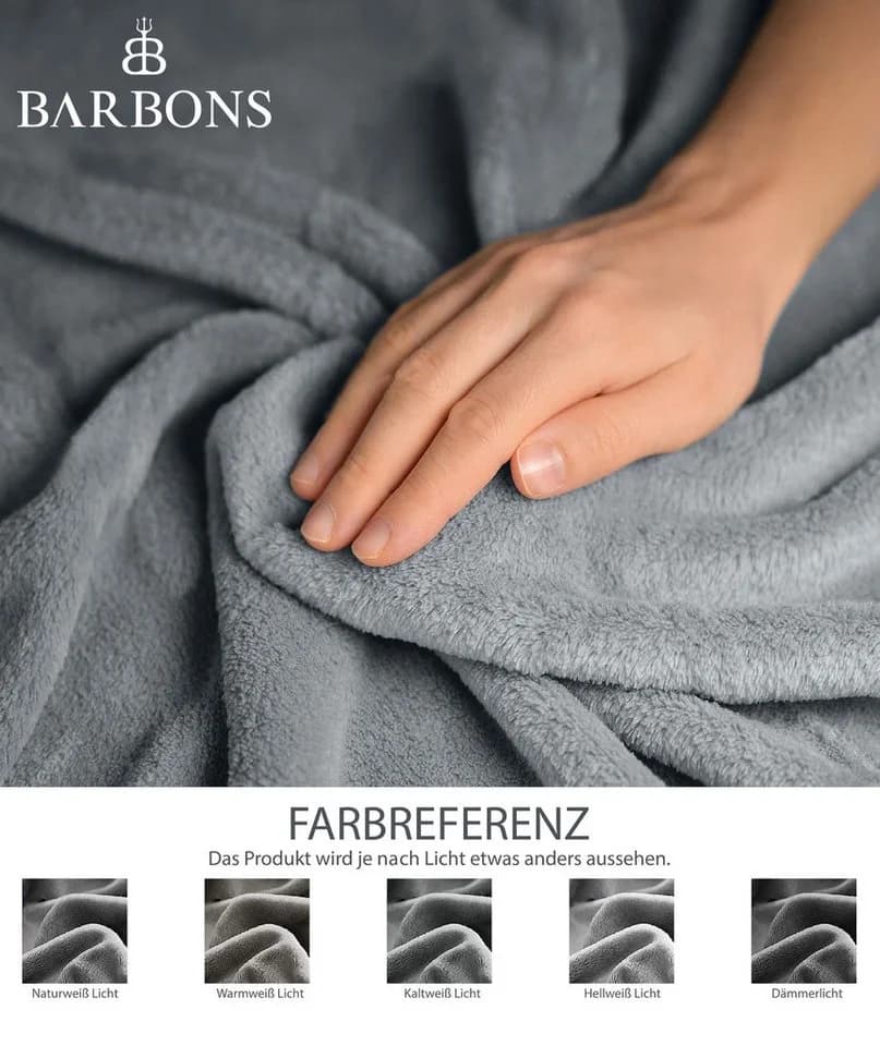 BARBONS Wohndecke Grau Flauschig 100% Polyester