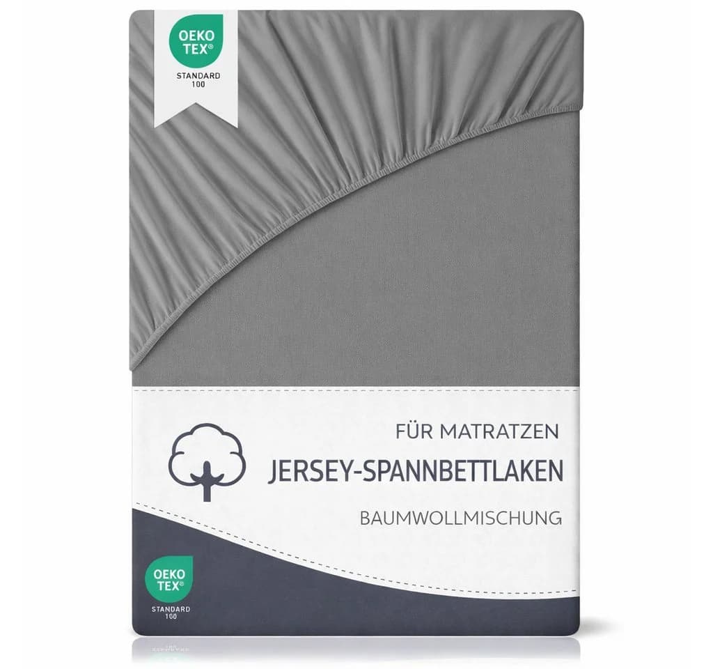 PTY HOME Spannbettlaken Premium Grau Jersey