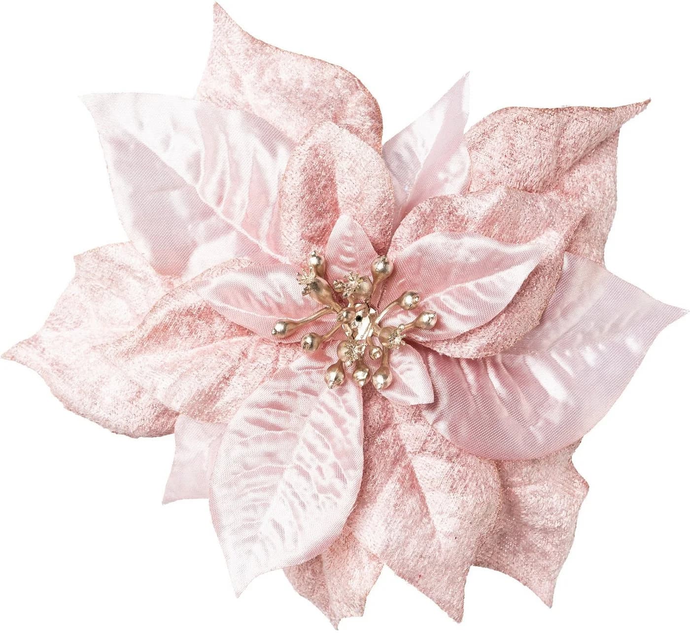 Creativ deco Weihnachtsbaumklammer Poinsettienblüte 8-tlg. Gold/Rosa