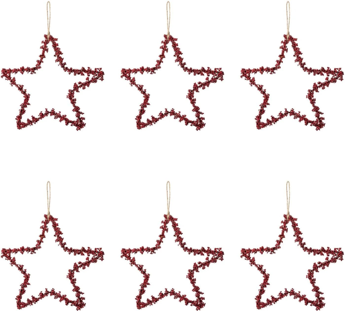 Creativ deco Dekostern Weihnachtsstern, 6er Set, mit Mini-Beeren, Hängedekoration