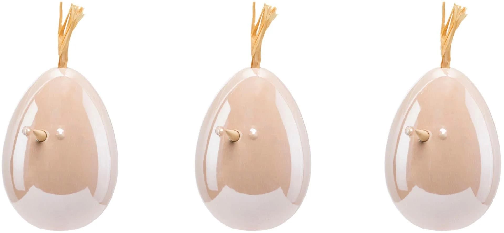 CREATIV HOME Osterei Huhn mit Applikation Rosa Keramik Deko