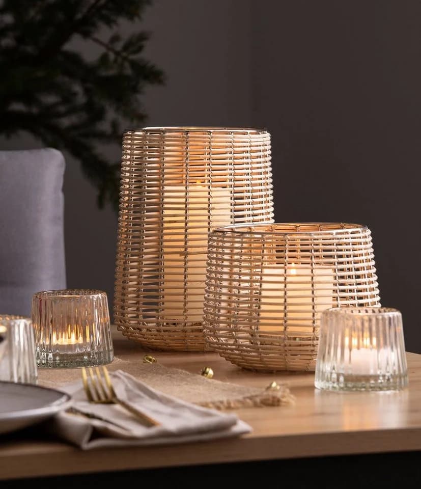 HOME AFFAIRE Windlicht Kerzenhalter Vallenay Naturweide Metall Braun-Silber