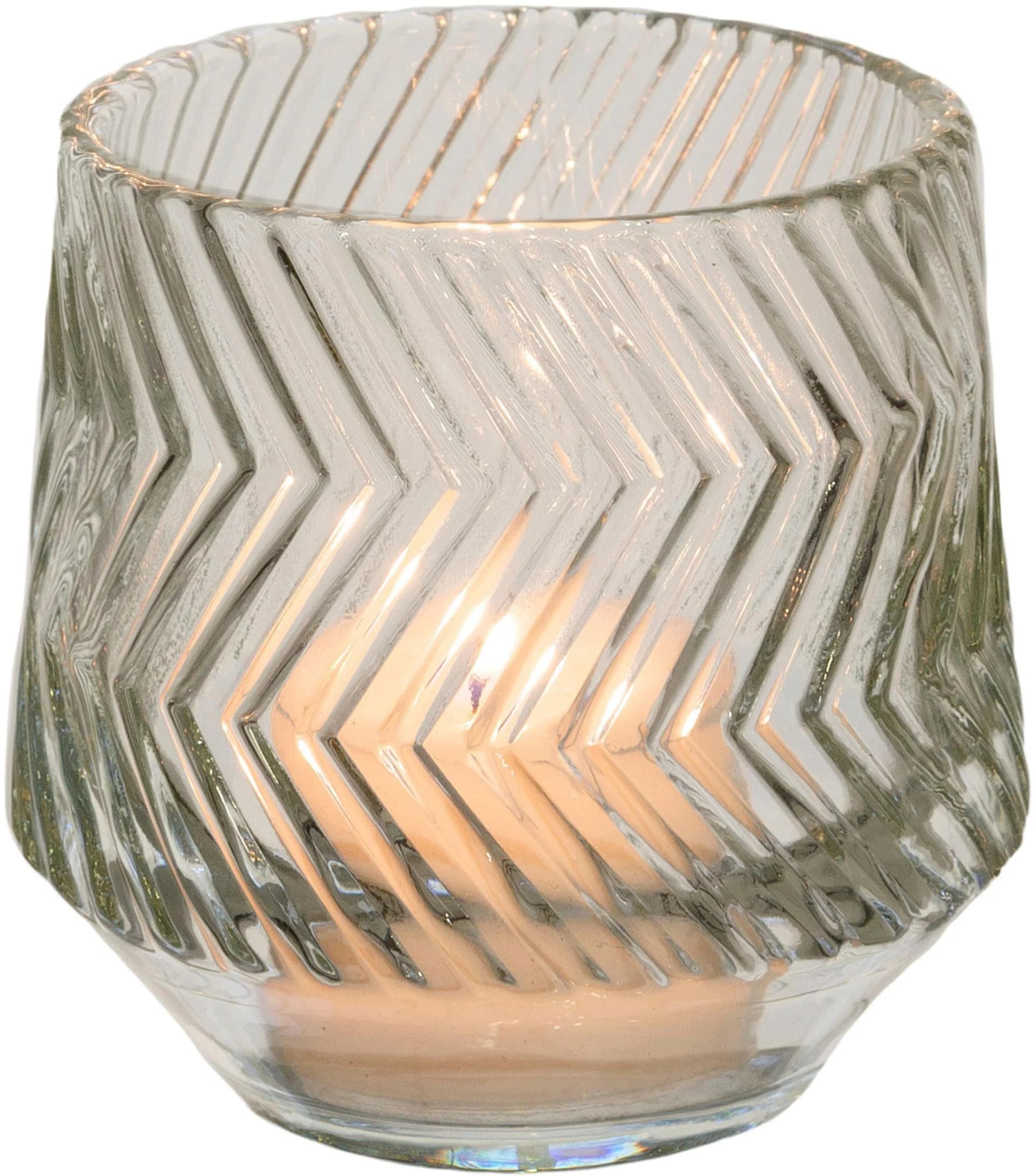 CREATIV HOME Windlicht Set 5-tlg. Glas Transparent Relief