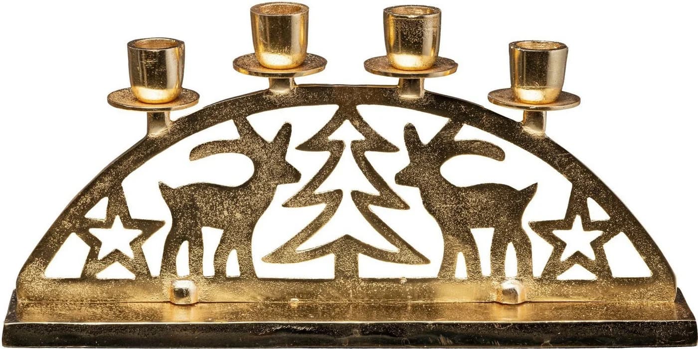 Creativ deco Kerzenhalter Adventsleuchter Weihnachtslandschaft 4-flammig