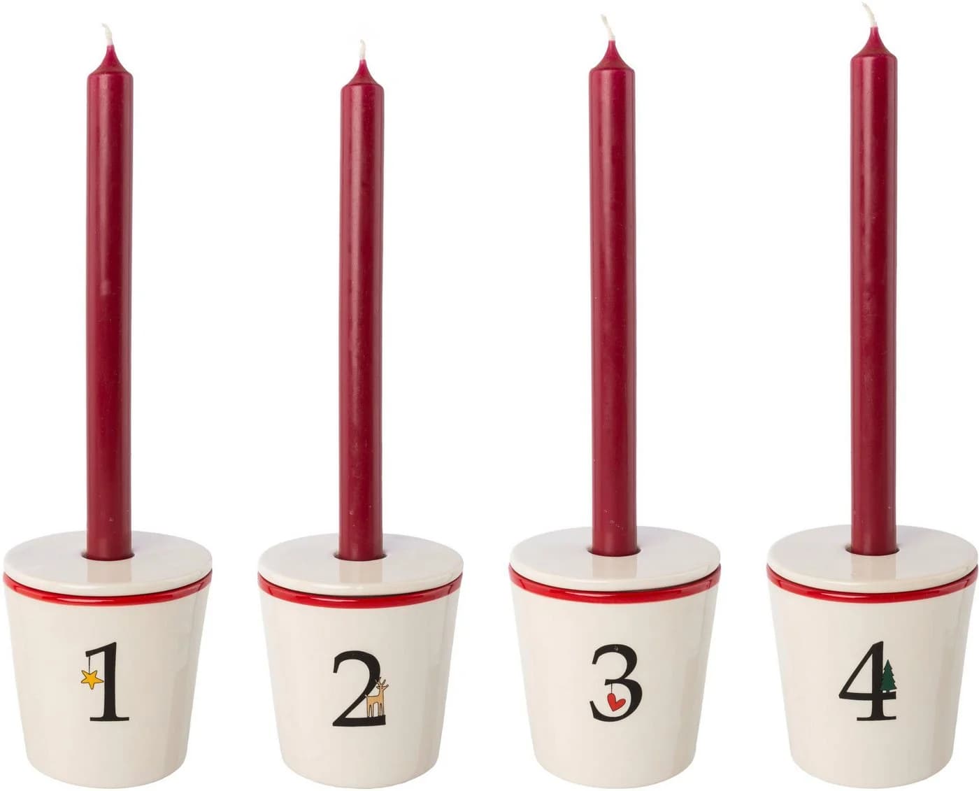 Kerzenhalter Set 4-tlg. Keramik weiß 10cm