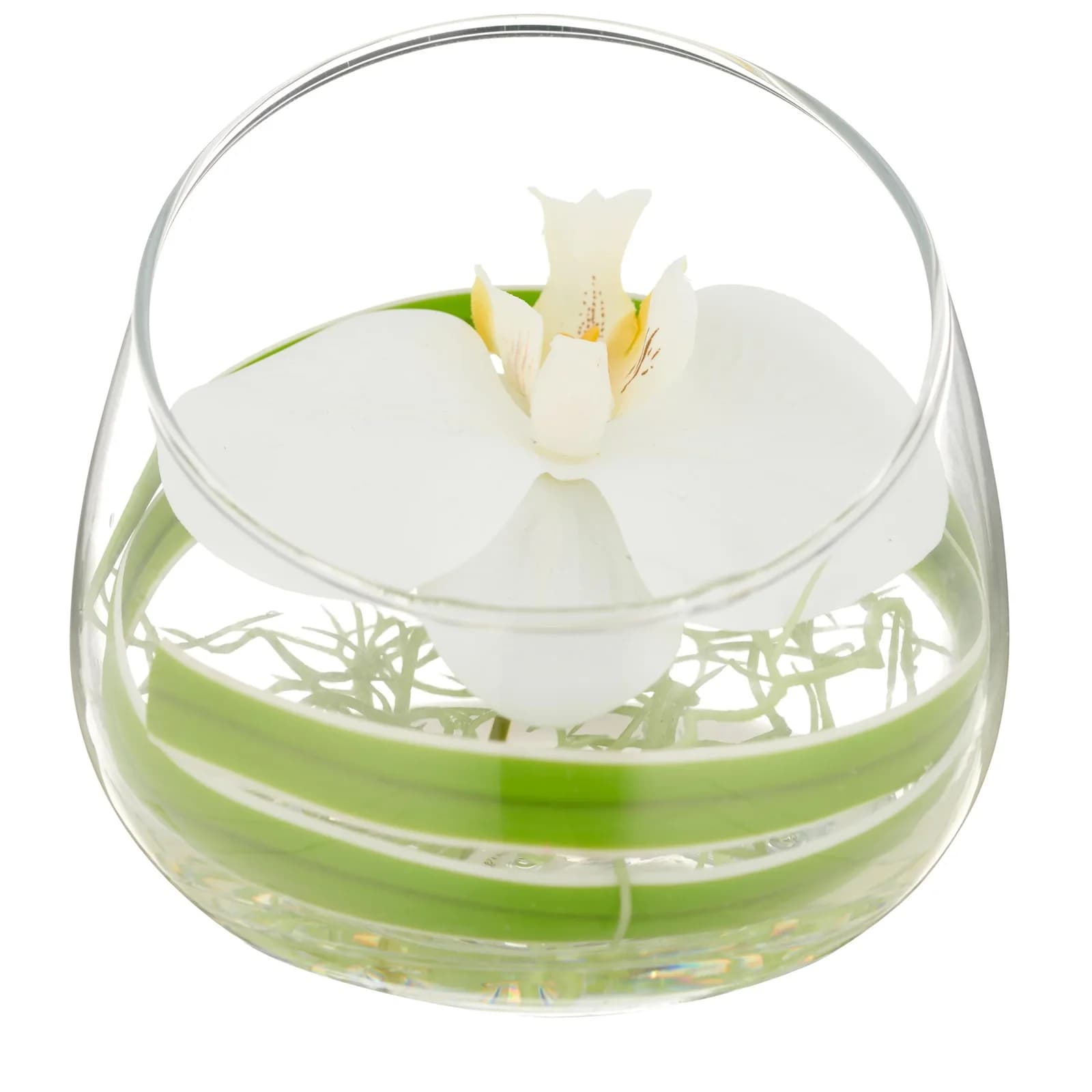 Kunstblume CREATIV GREEN Orchideenblüte im Glasgefäß Weiß