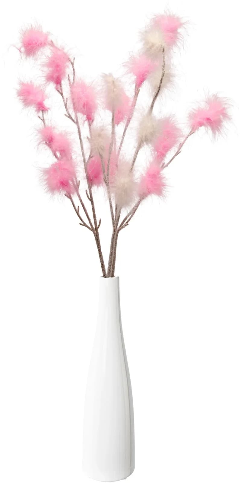 Tischvase CREATIV HOME Vase mit Federzweigen Rosa Weiß Rosa