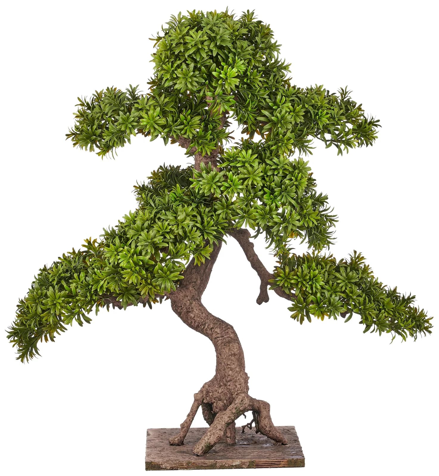 Creativ Green Kunstbonsai Grün 80 cm mit Holzplatte