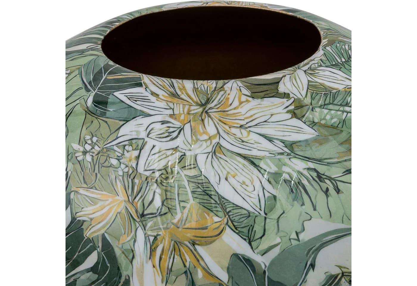 CREATIV HOME Tischvase Grün Metall Florales Dekor 32cm