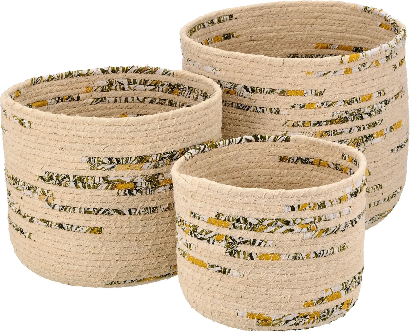 Lepuro Dekokorb 3er-Set Baumwolle Seegras Beige/Braun