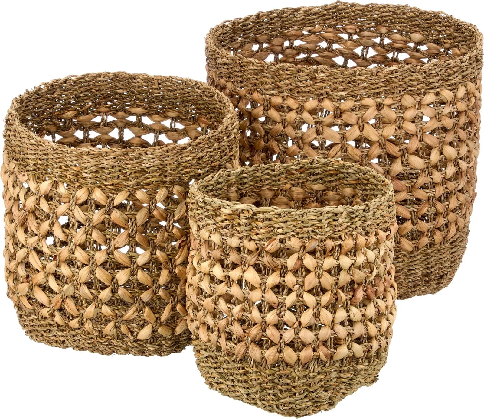 CREATIV HOME Dekokorb Set 3-tlg. Braun Seegras Wasserhyazinthe