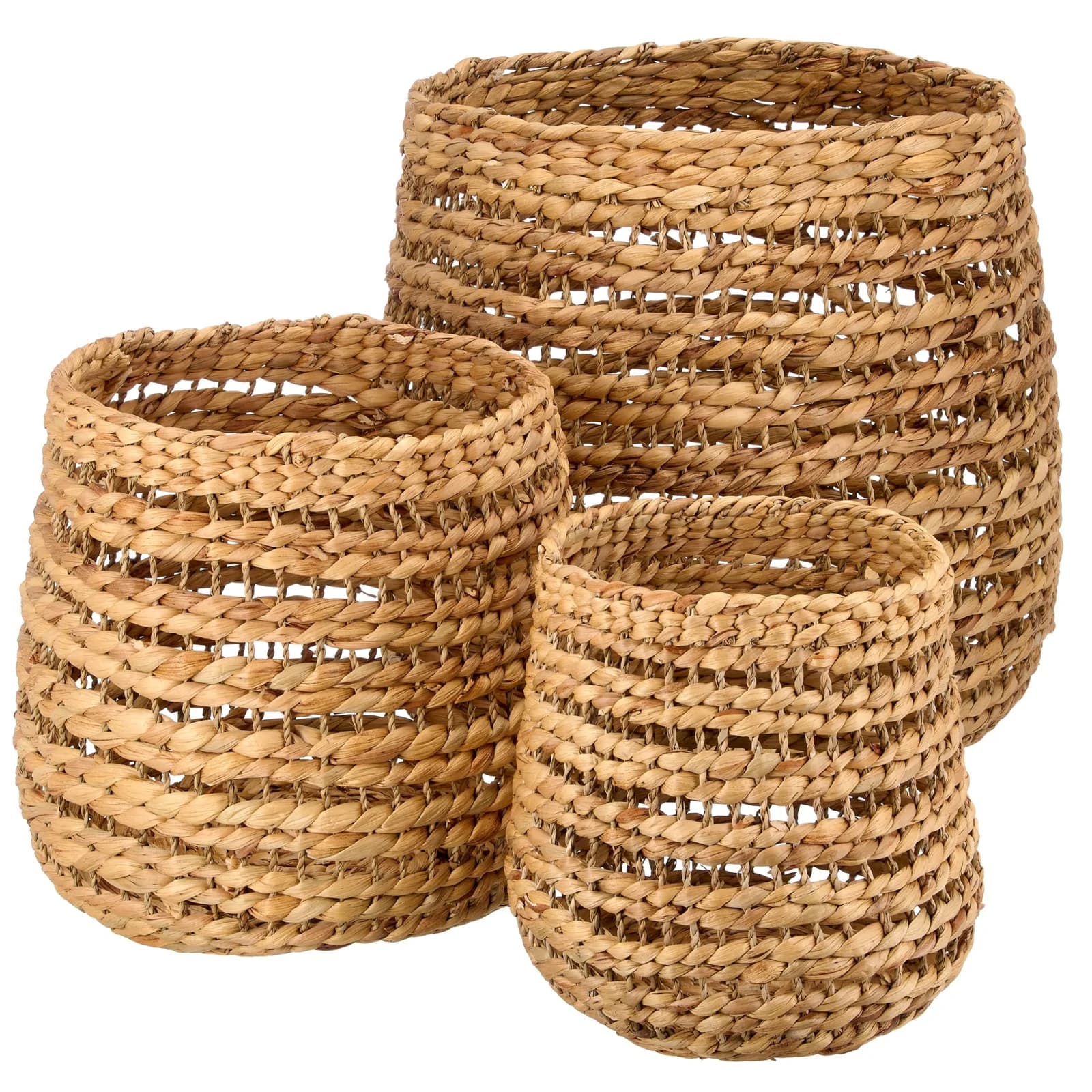 CREATIV HOME Dekokorb Set 3-tlg. Braun Wasserhyazinthe