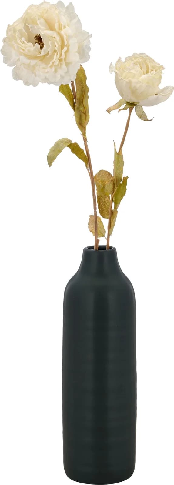 CREATIV GREEN Kunstblumenstrauß Rose Peonie Vase Anthrazit Creme