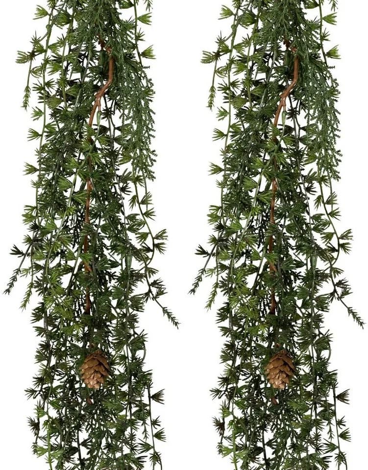 Creativ deco Weihnachtsdeko Lärche Ranke 2er Set Grün