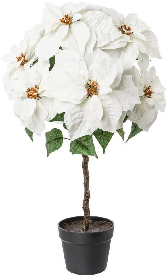 Creativ deco Weihnachtsstern Kunstpflanze 75cm Samt-Optik Weiß