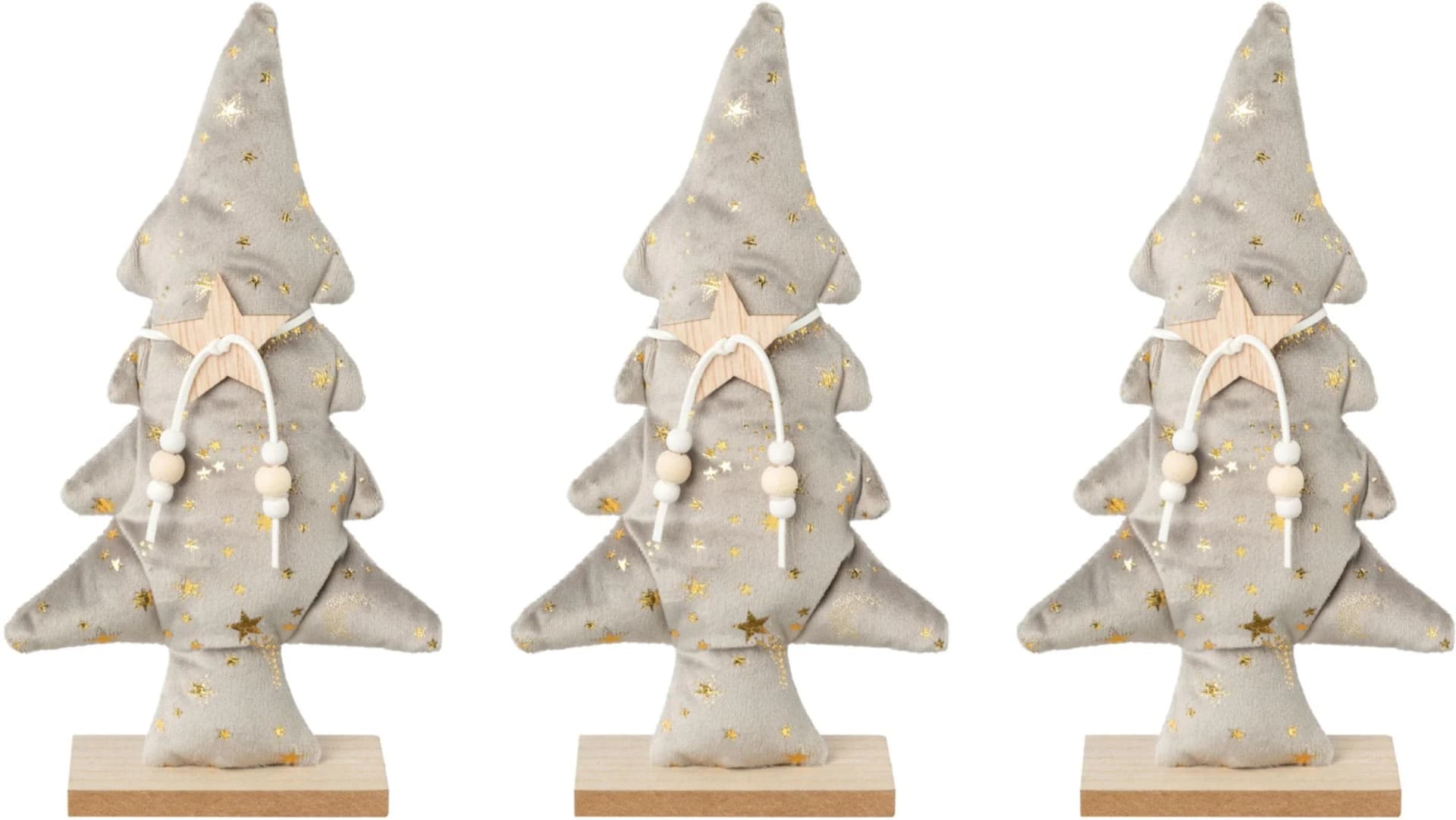 Dekobaum CREATIV DECO 3er Set Hellgrau Samt