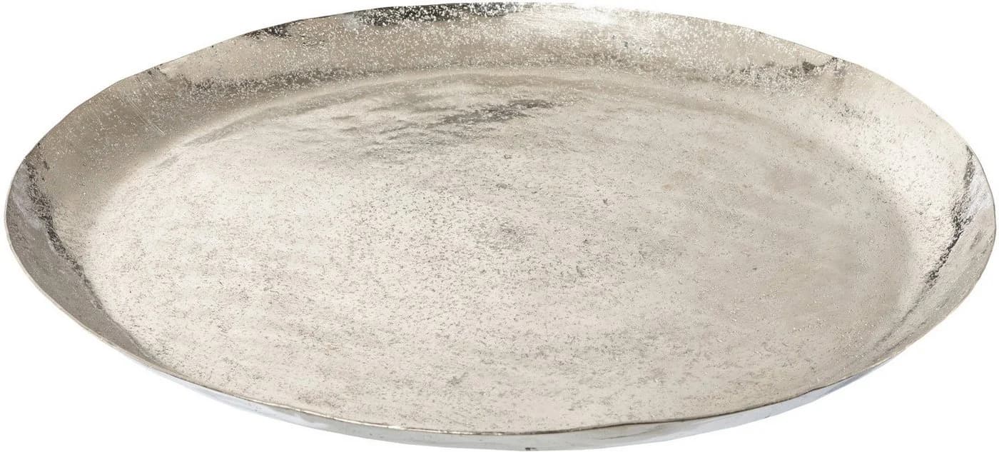 Moderner Dekoteller aus Metall in Silber