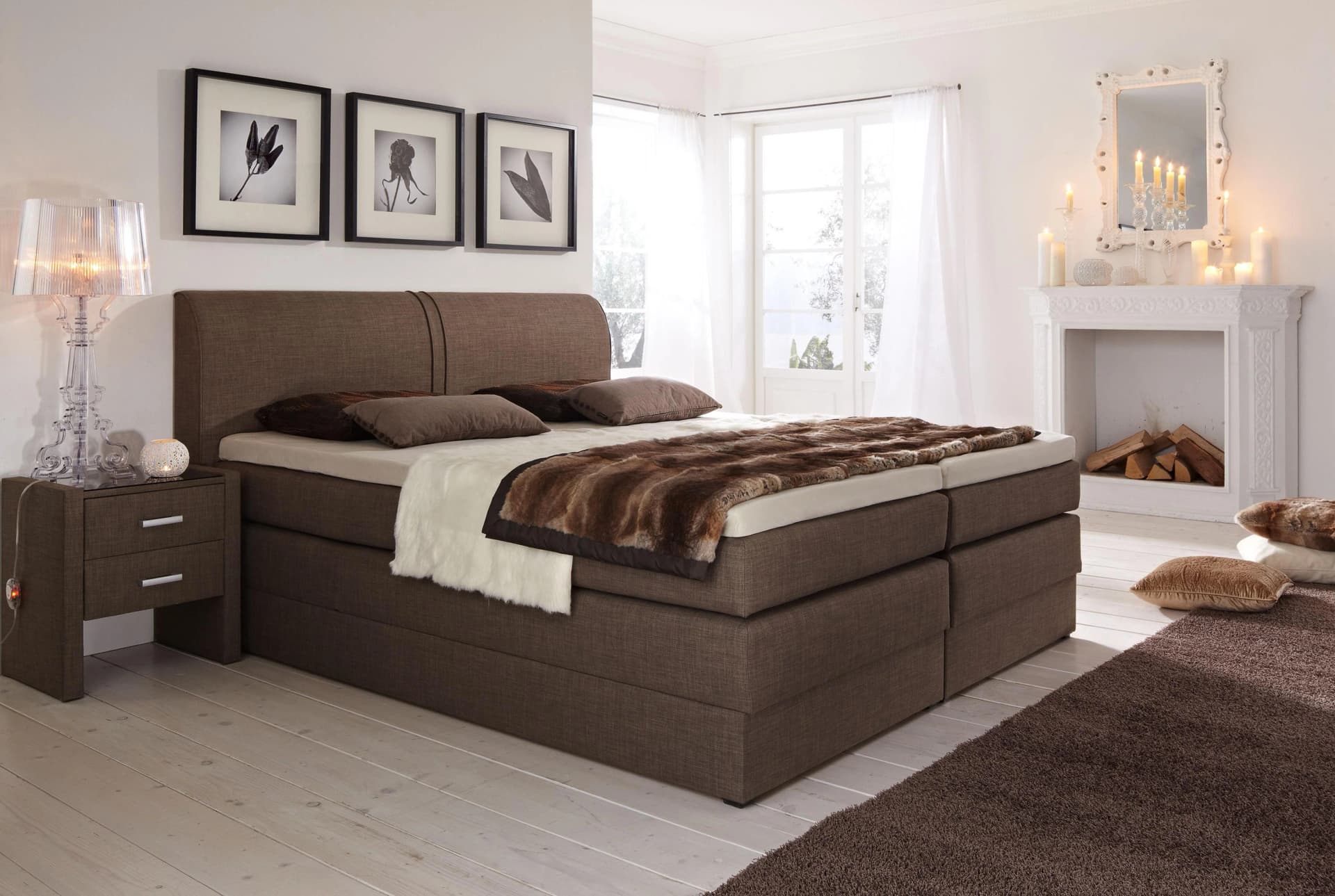HAPO Boxspringbett Hellbraun 7-Zonen-Tonnentaschen-Federkern