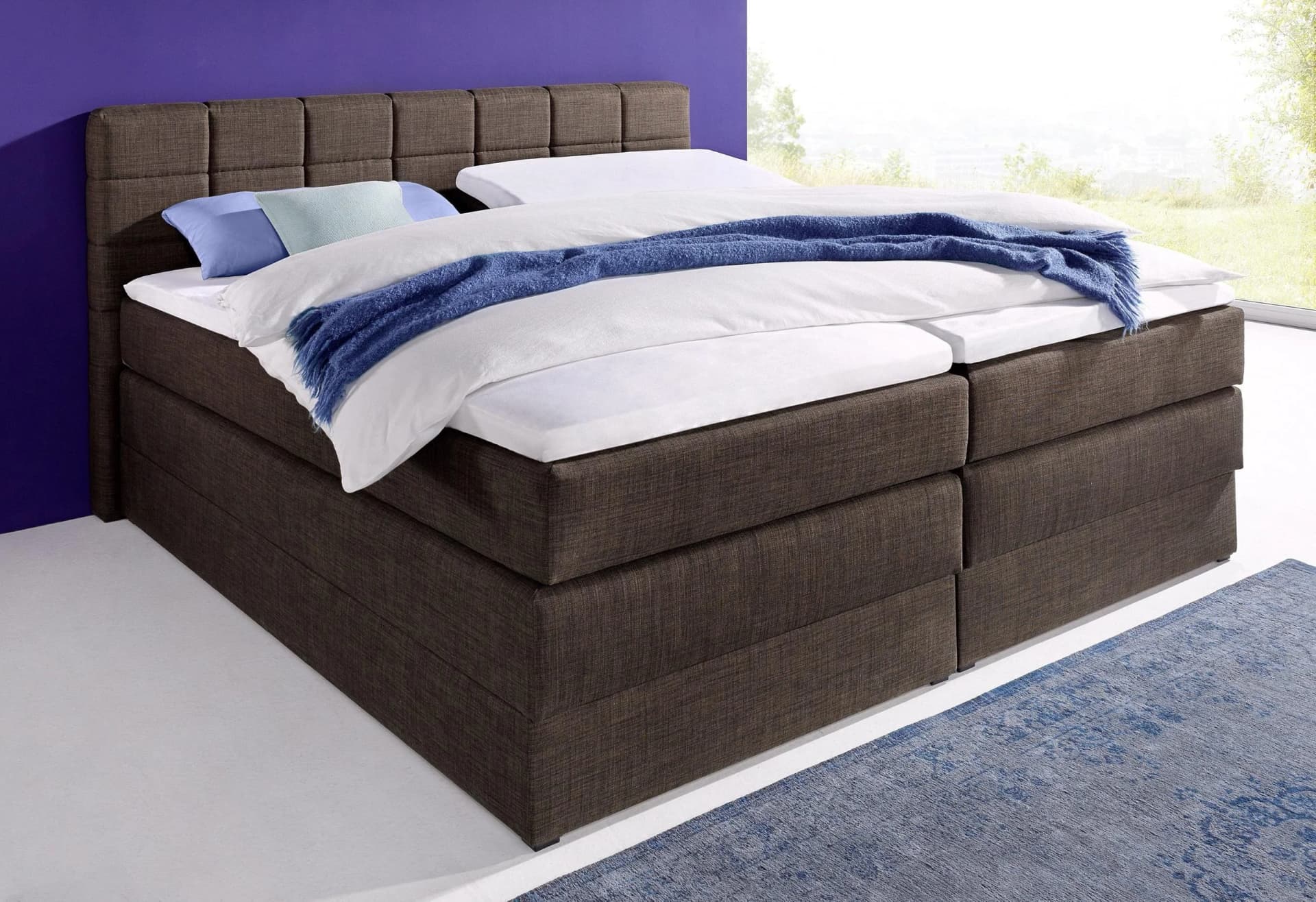 HAPO Boxspringbett Braun 180x200cm mit Bettkasten und 7-Zonen-Matratze