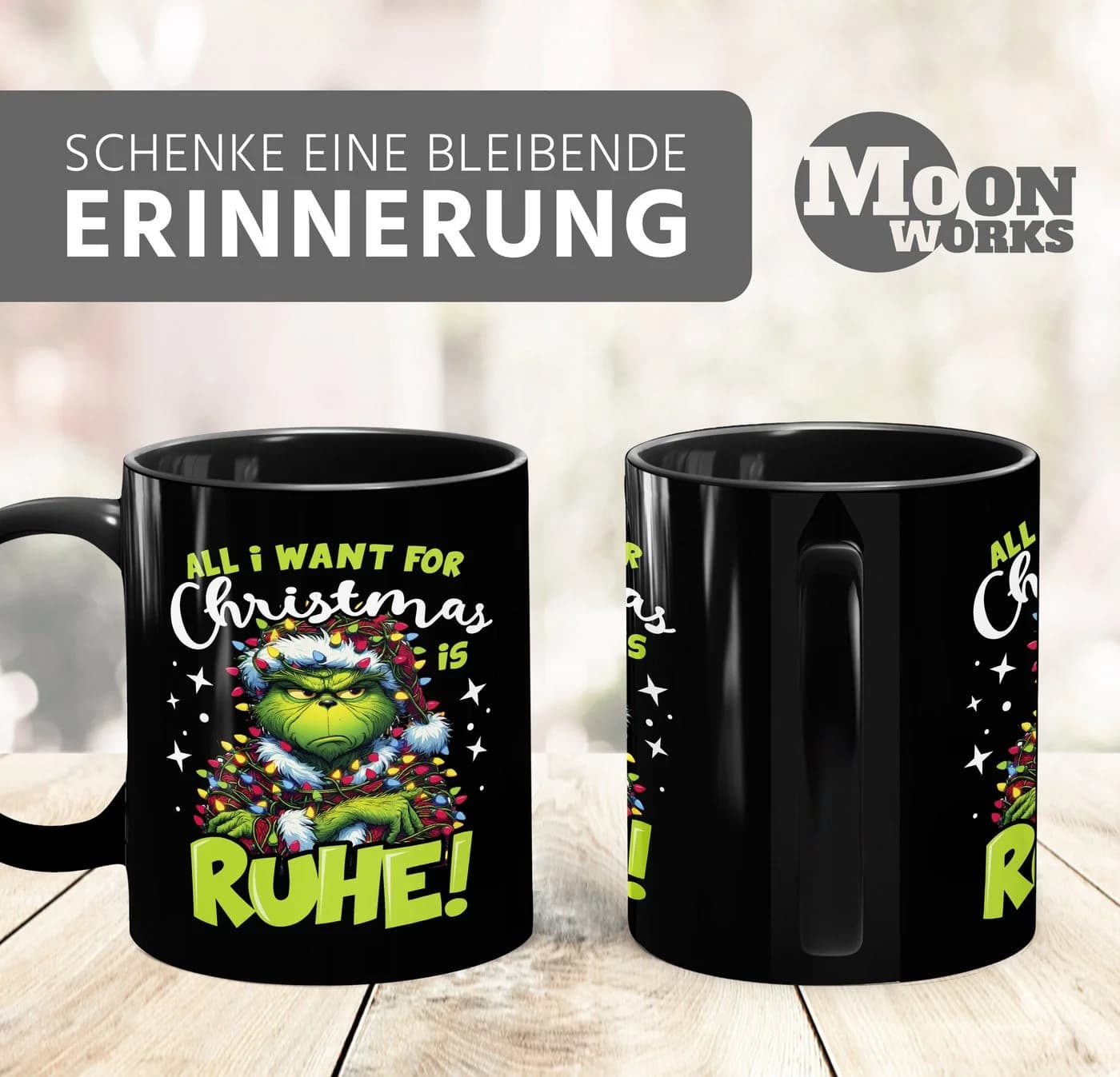 MoonWorks Keramiktasse Grinch Motiv Schwarz
