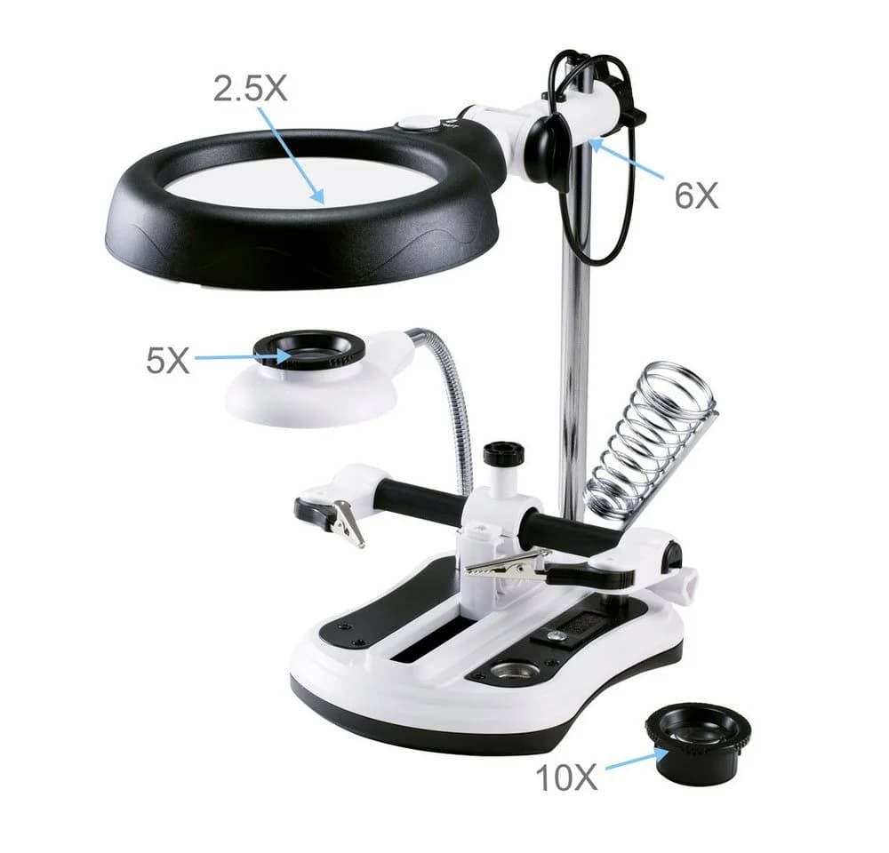 TOOLCRAFT LED Lupenleuchte mit 18 LEDs und Klemmen Schwarz