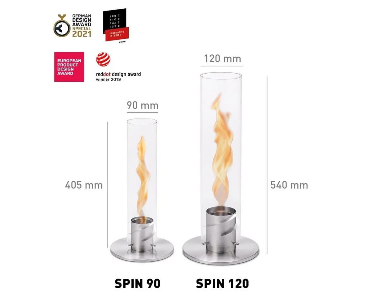 höfats Tischfeuer SPIN 90, 120 Edelstahl Silber
