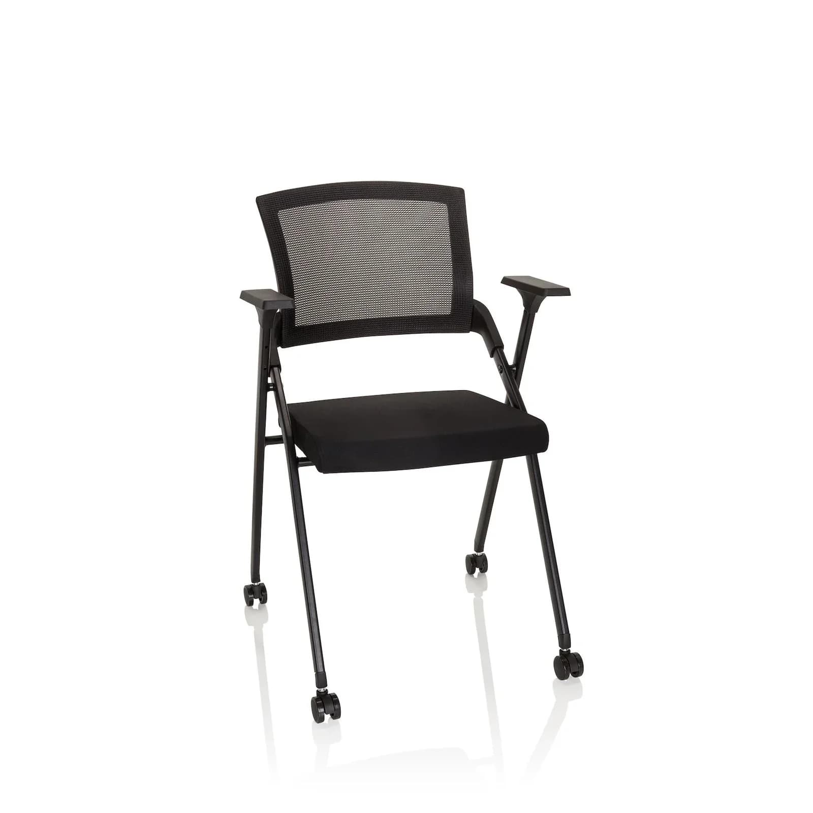 hjh OFFICE Klappstuhl PRIORITY II Stoff Netzstoff Gepolstert mit Rollen