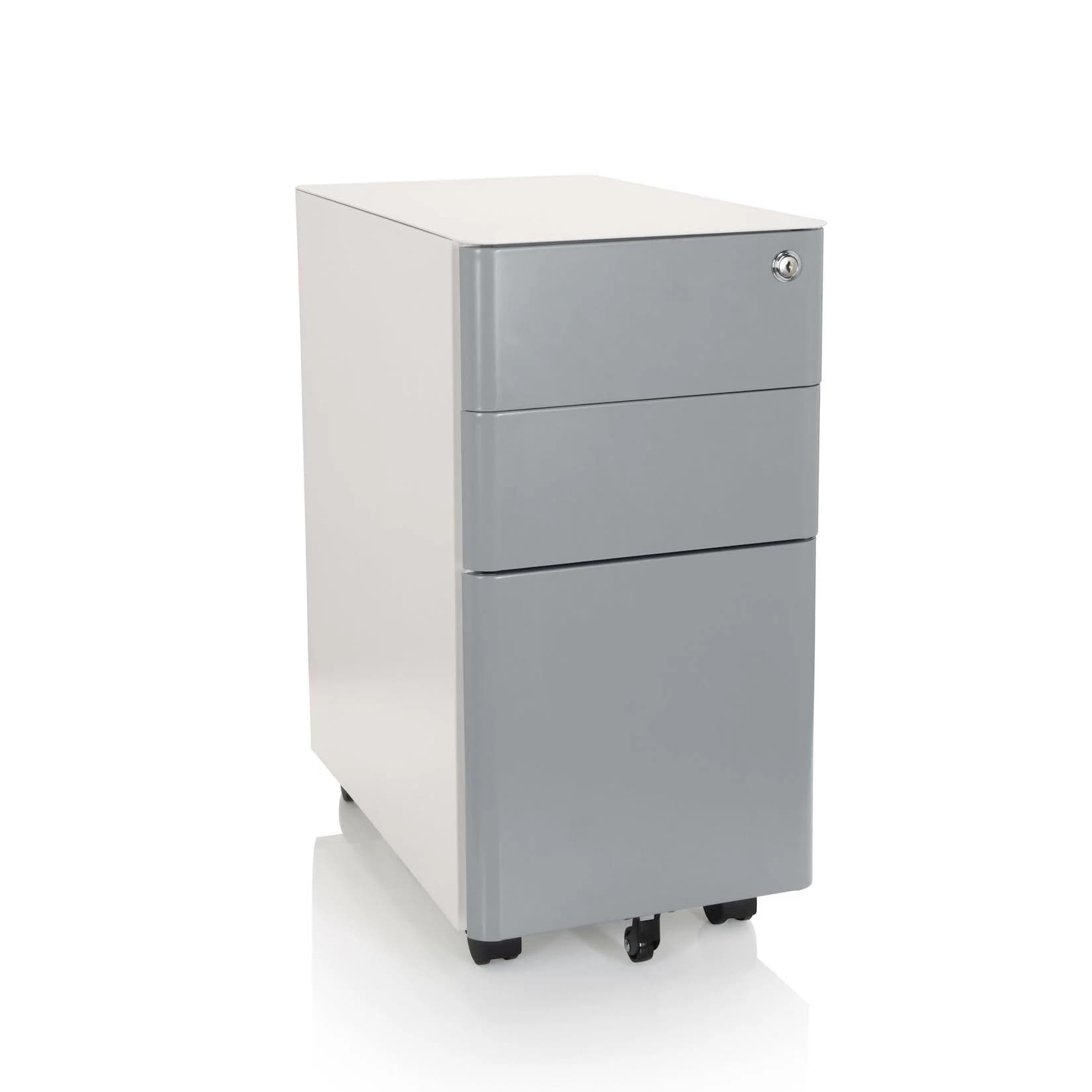 hjh OFFICE Rollcontainer COLOR I Stahl - 3 Schubfächer