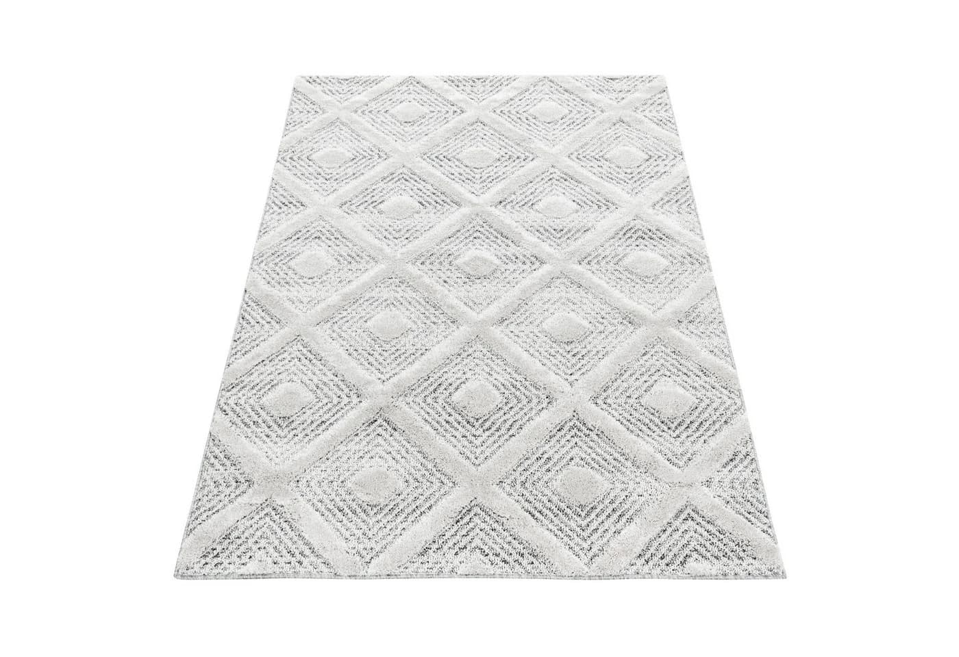 Carpettex Hochflor-Teppich Grau Geometrisches Design Rund
