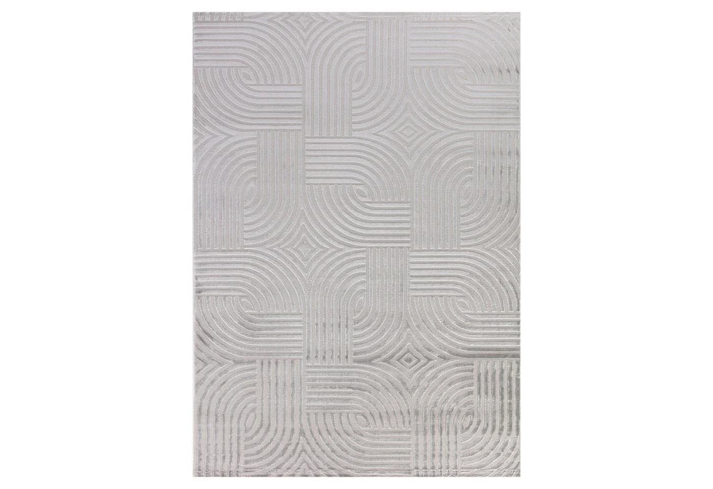 Carpettex Designteppich Skandinavisches Boho Muster Silber Rechteckig