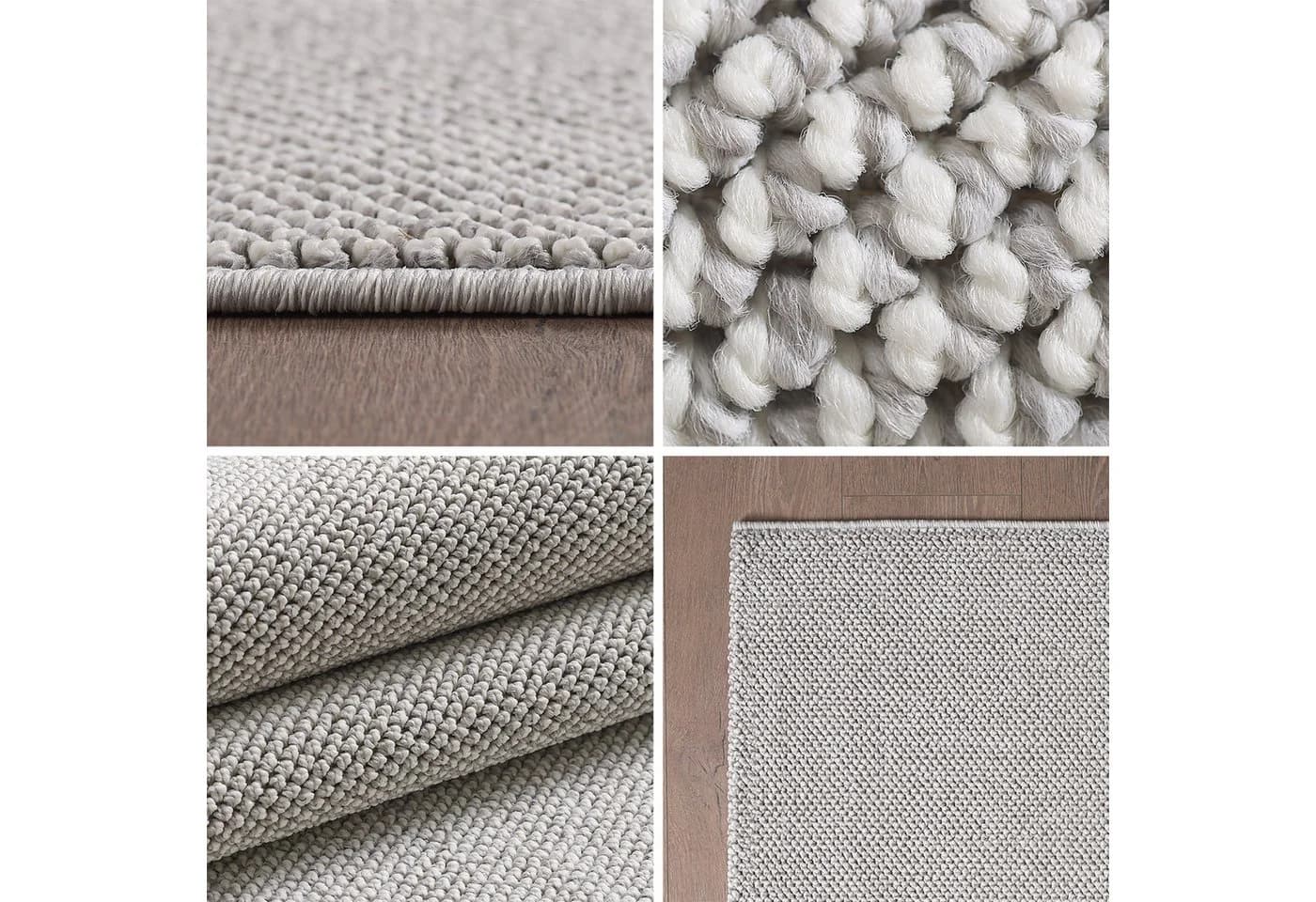 Carpettex Schlingenteppich Unicolor Silber Modern