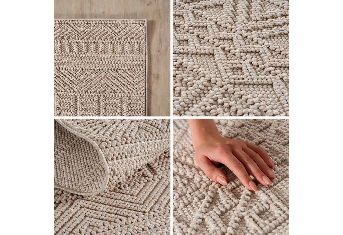 Carpettex Designteppich Einfarbig Boucle Loop Rund 7 mm