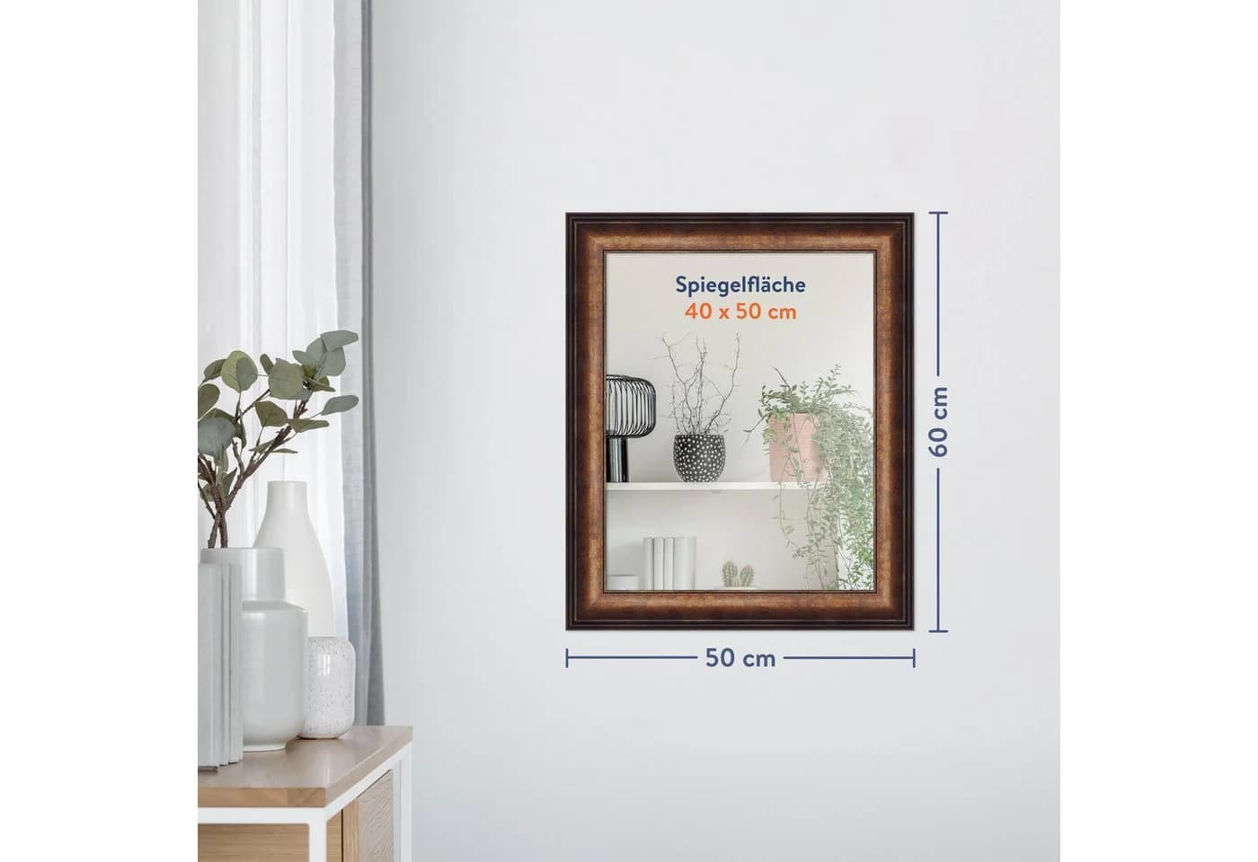 WANDStyle Wandspiegel H235 Vintage Bronze 50x60 cm