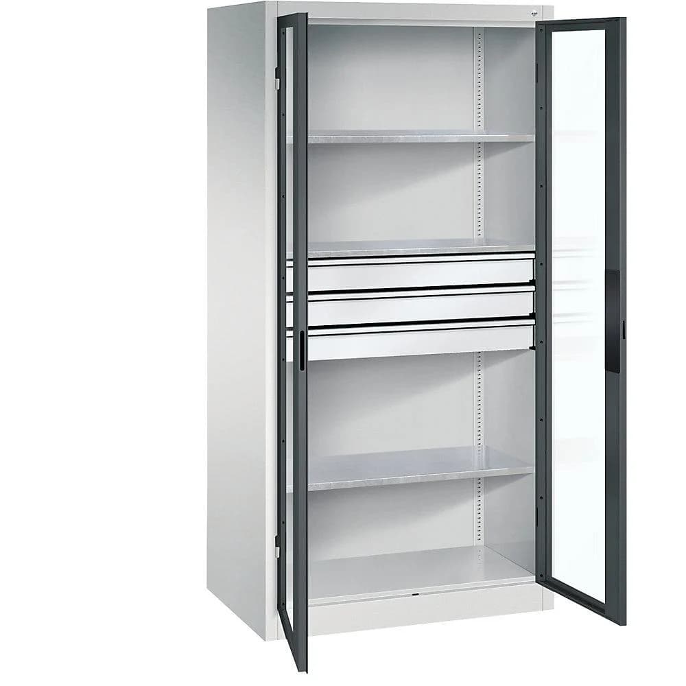C+P Werkzeugschrank XXL mit Drehtüren, 4 Böden, 1950x930x800 mm, Enzianblau