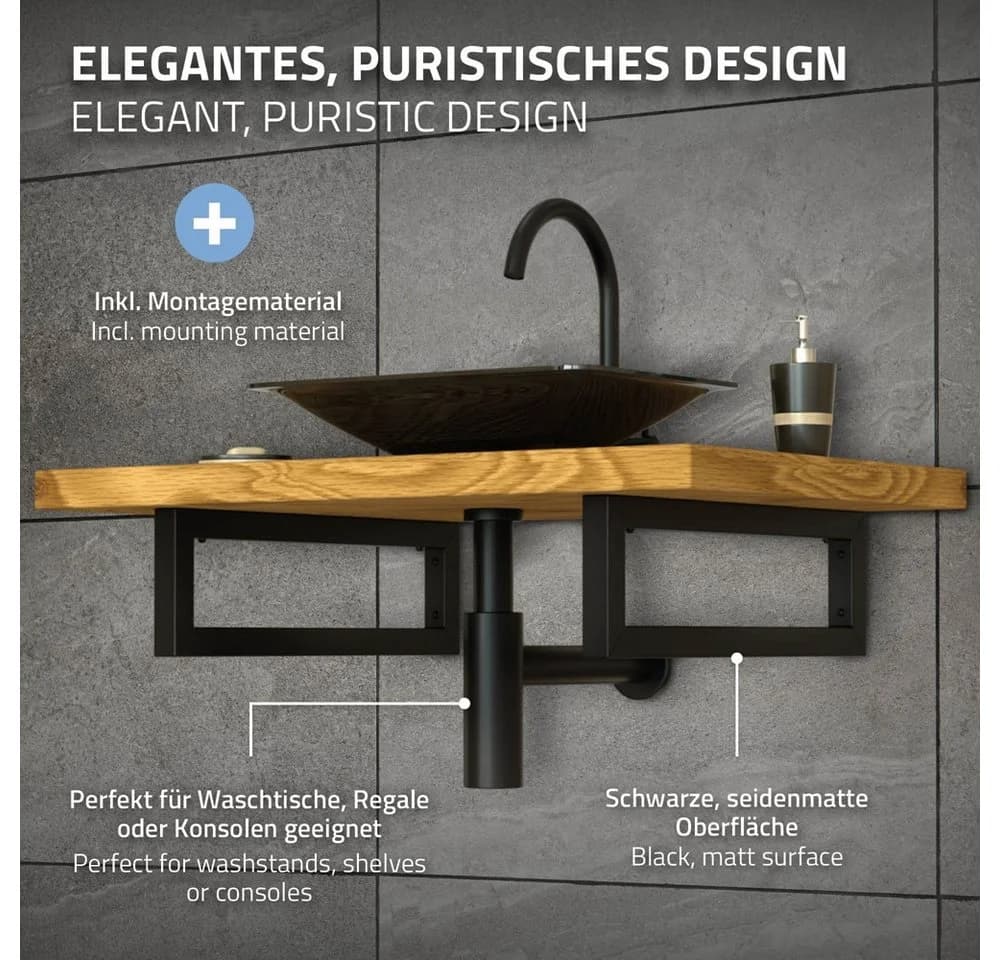 ML-DESIGN Wandregalhalter 2er Set Wandhalterung Unterbau für Waschtischplatte aus Stahl
