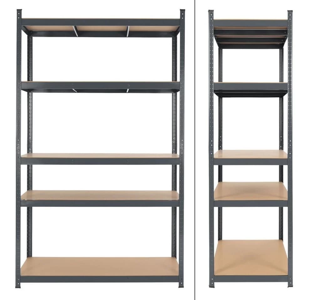 ECD Germany Schwerlastregal 2-tlg. Metall/MDF Anthrazit