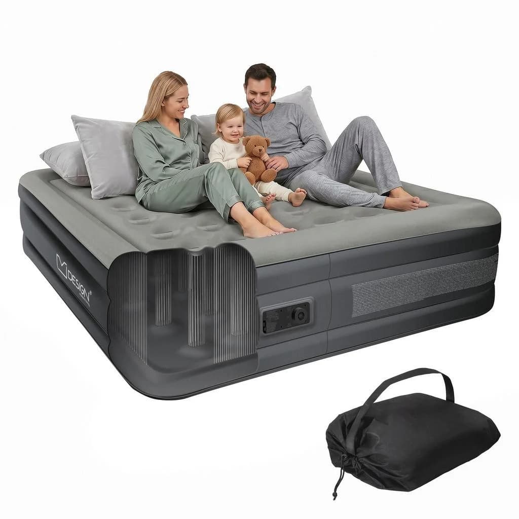 ML-Design Luftbett Grau mit integrierter Luftpumpe