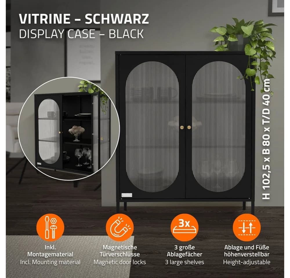 ML-DESIGN Vitrinenschrank Schwarz Rosegold