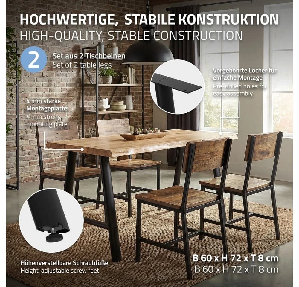 ML-DESIGN Tischbein Schwarz A-Design Stahl 2er Set