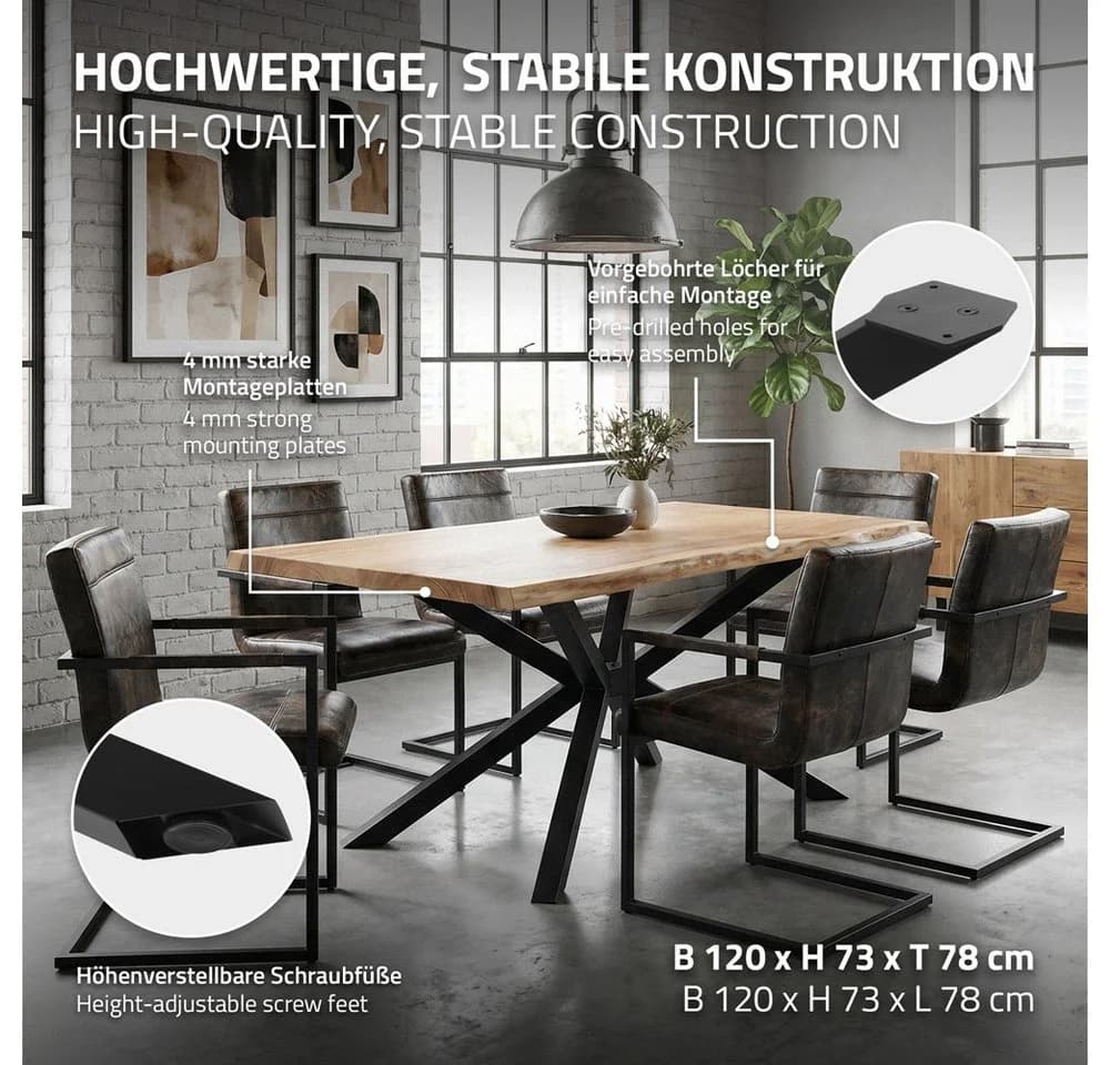 ML-DESIGN Tischbein Spider Metall Schwarz 4-beinig