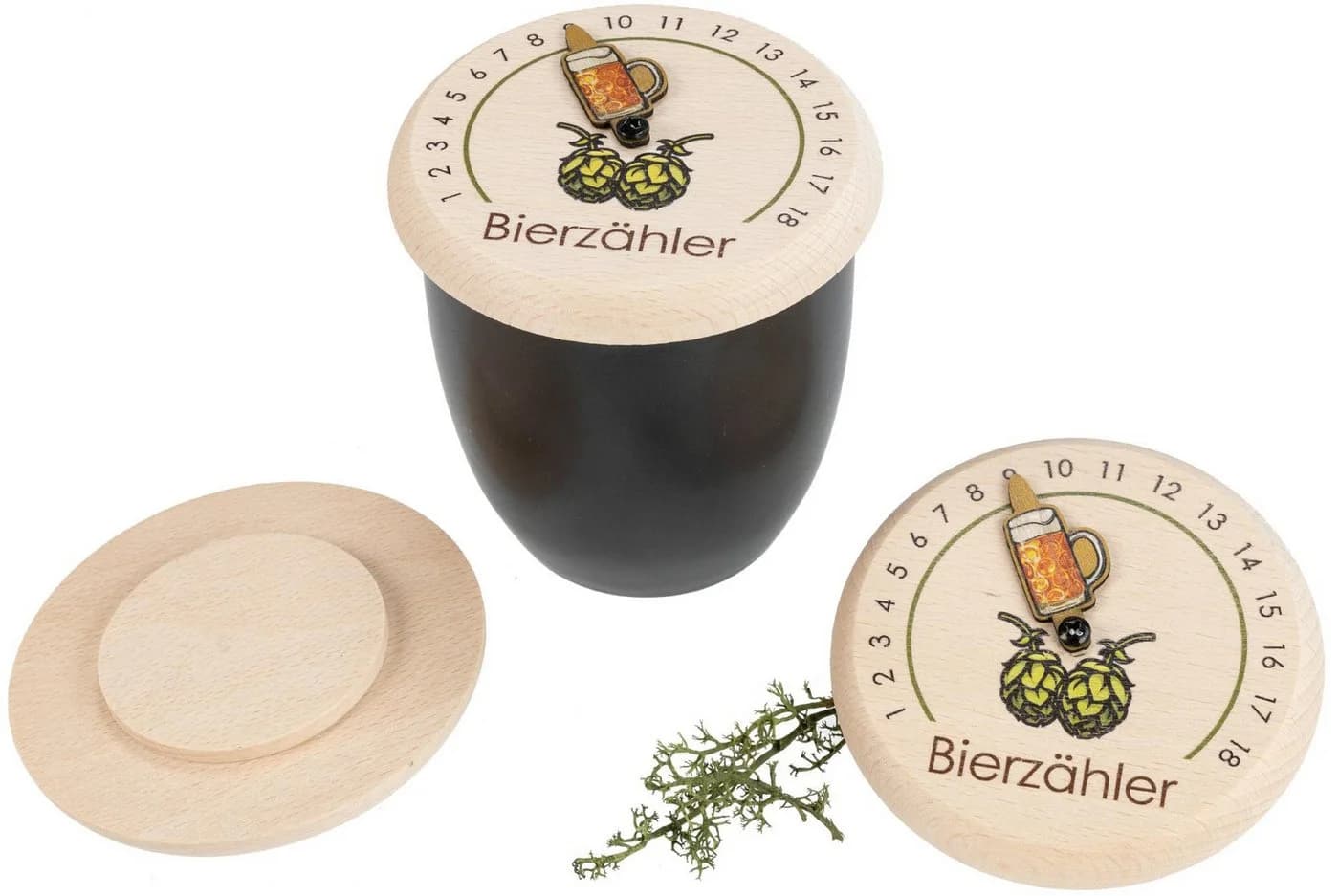 Holz Frank Bierdeckel aus FSC® Buchenholz mit Bier-Zähler