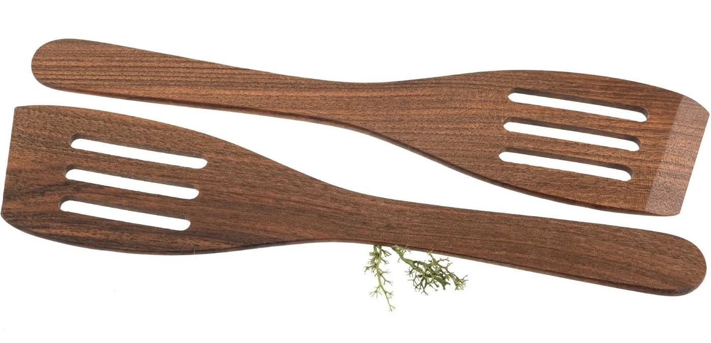 Holz Frank Pfannenwender gebogen 2er Set Nussbaum geölt