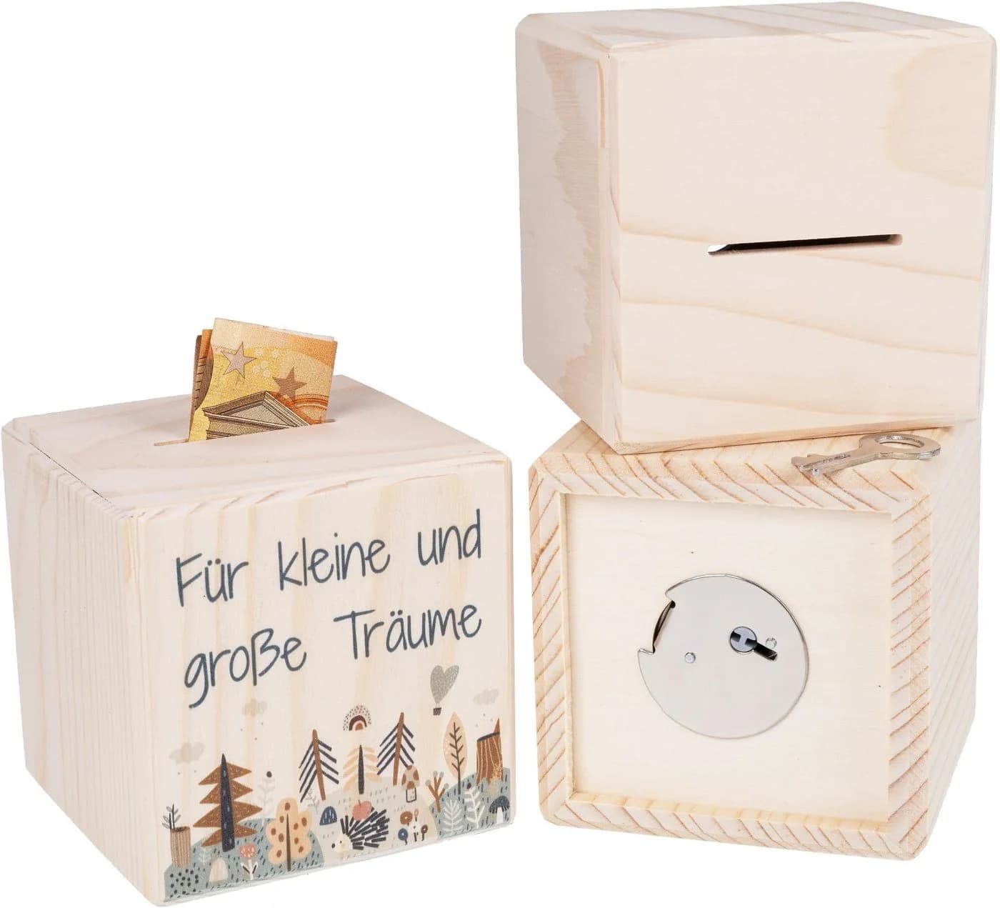 Holz Frank Spardose Träume-Wald Kinder Spardose Fichte