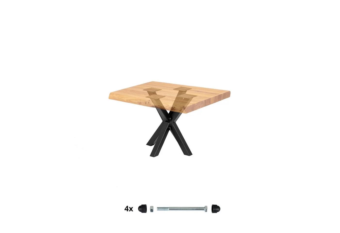HOLZBRINK Tischbein Metall Schwarz Industriestahl