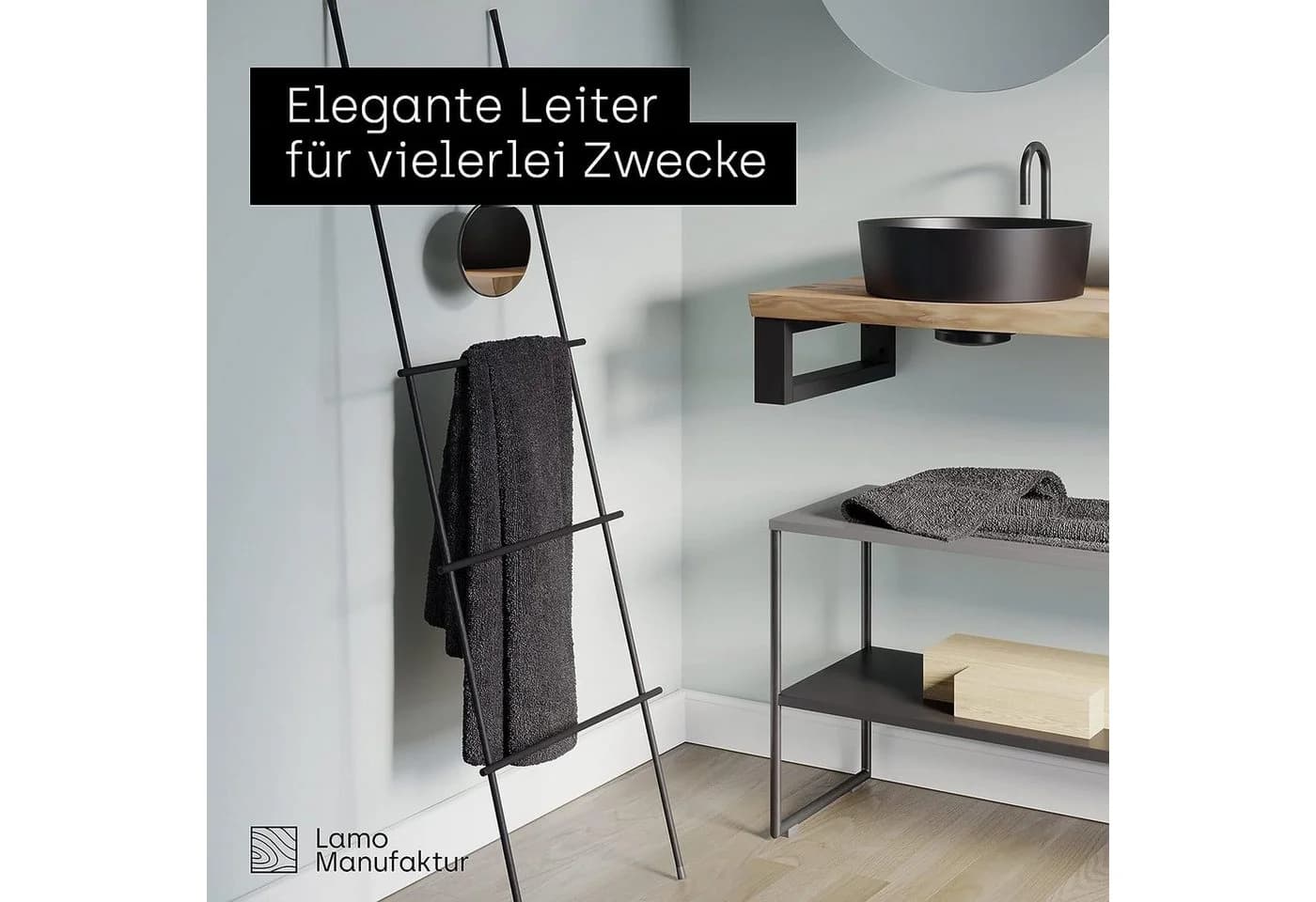 HOLZBRINK Handtuchleiter Industriestahl Schwarz