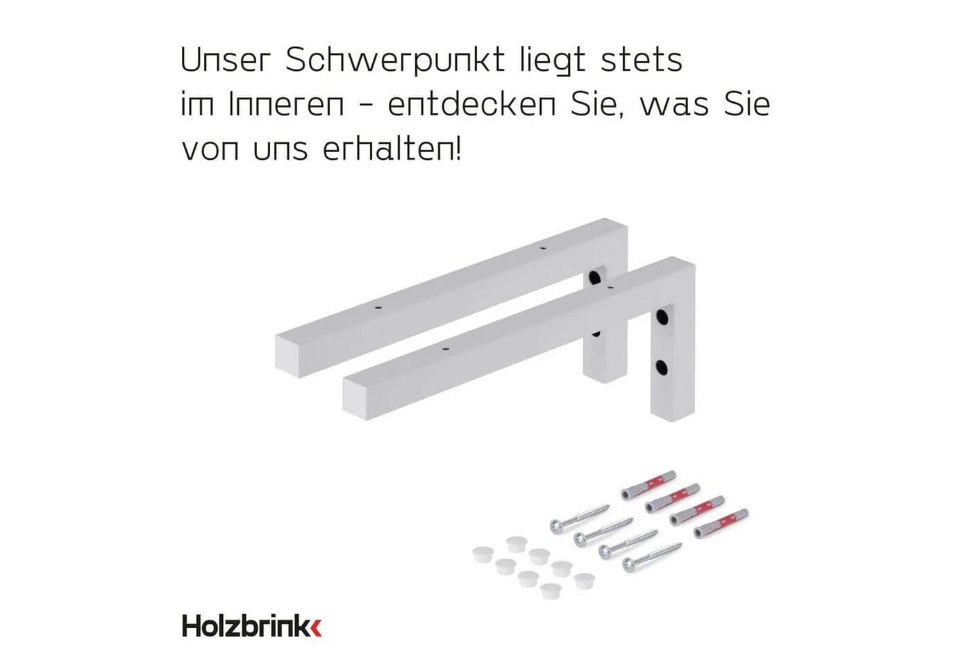 HOLZBRINK Wandregalhalter L-Form Set Industriestahl Weiss