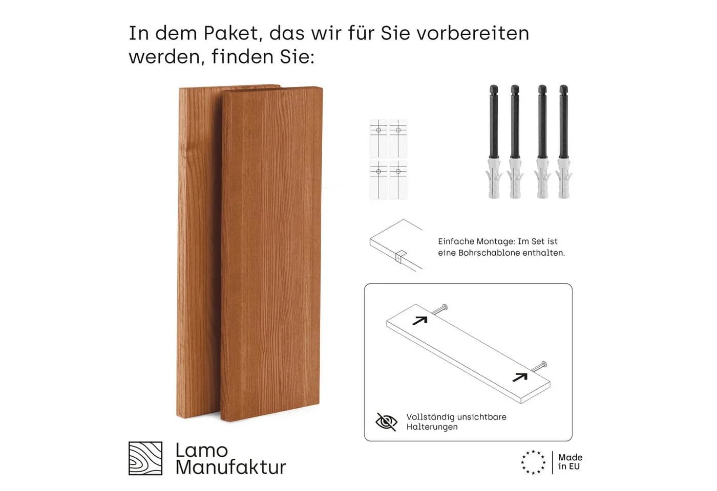 LAMO Manufaktur Wandregal Set 2 Stück Massivholz Dunkel Rustikal